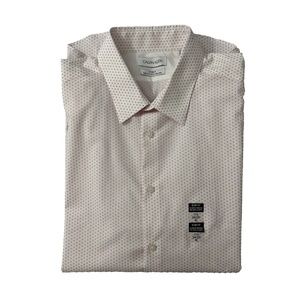 Calvin‎ Klein Steel + Slim Fit Stretch Dress Shirt Non Iron 17.5 34-35 Grenadine